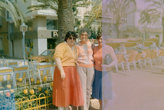 Side-by-side comparison of a faded vintage photo print and a vibrant archival lustre print